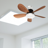 Wooden Textured blades Ceiling Fan with LED Light and Remote Control - 18W