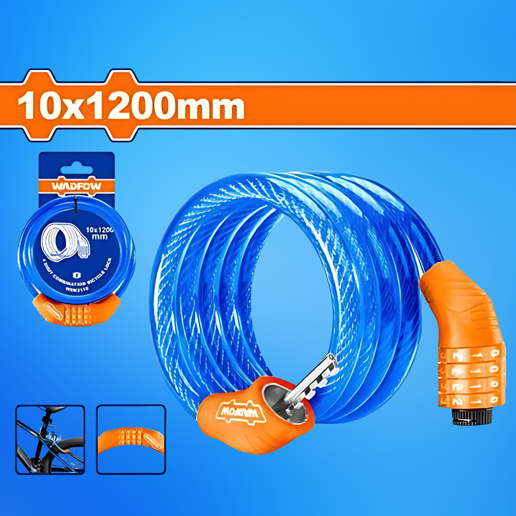 Wadfow 10x1200mm Bicycle Cable Lock - WBK2110