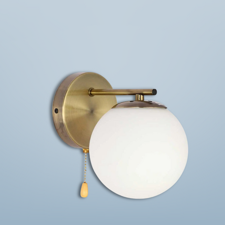 Globe 1xE27 Rod OPAL+ Antique Brass Wall Light - 52030