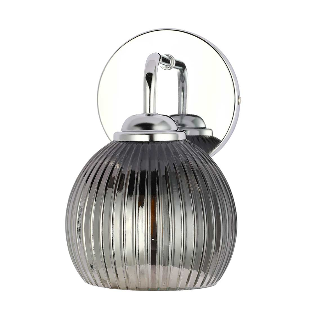 Semi Rounded 1xE27 Smoke+ Chrome Wall Light - 52040