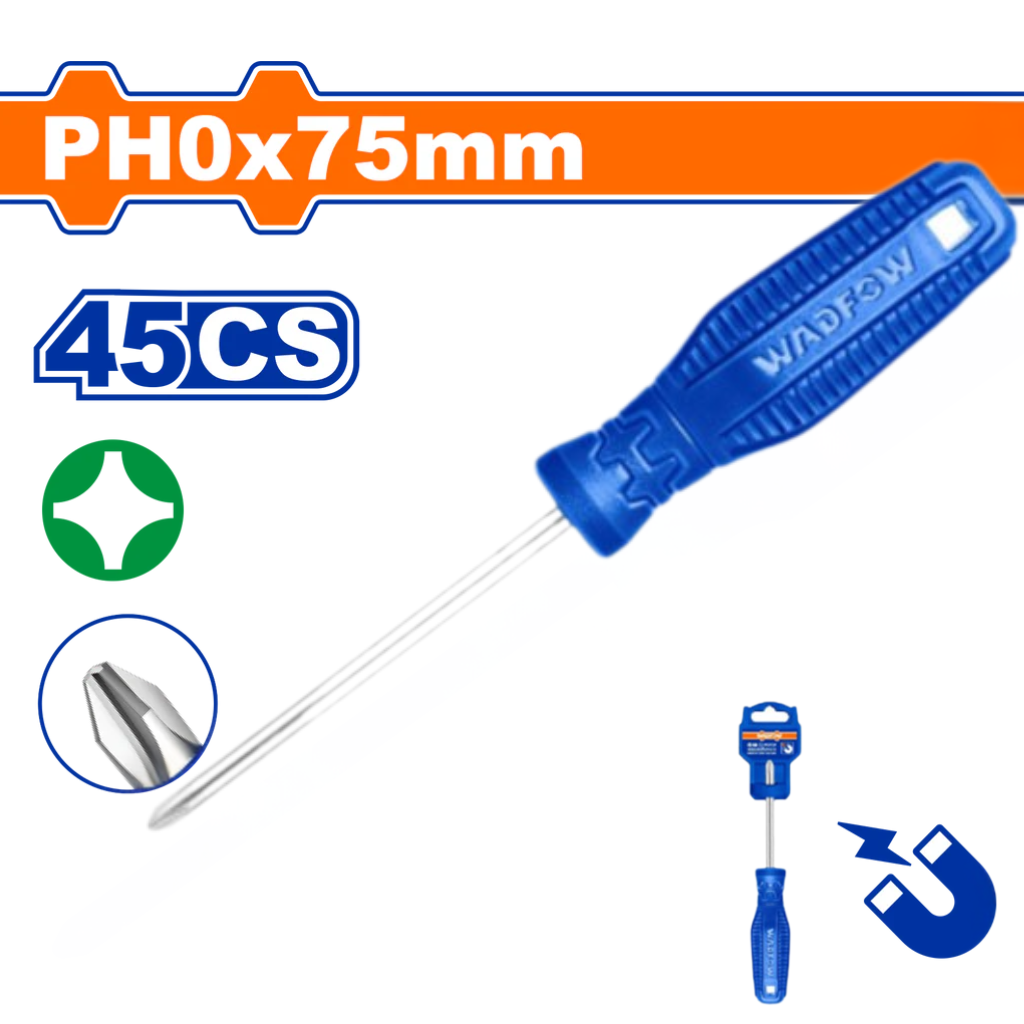 Wadfow Phillips Screwdriver 75mm  (PH0 Tip)  - WSD4203