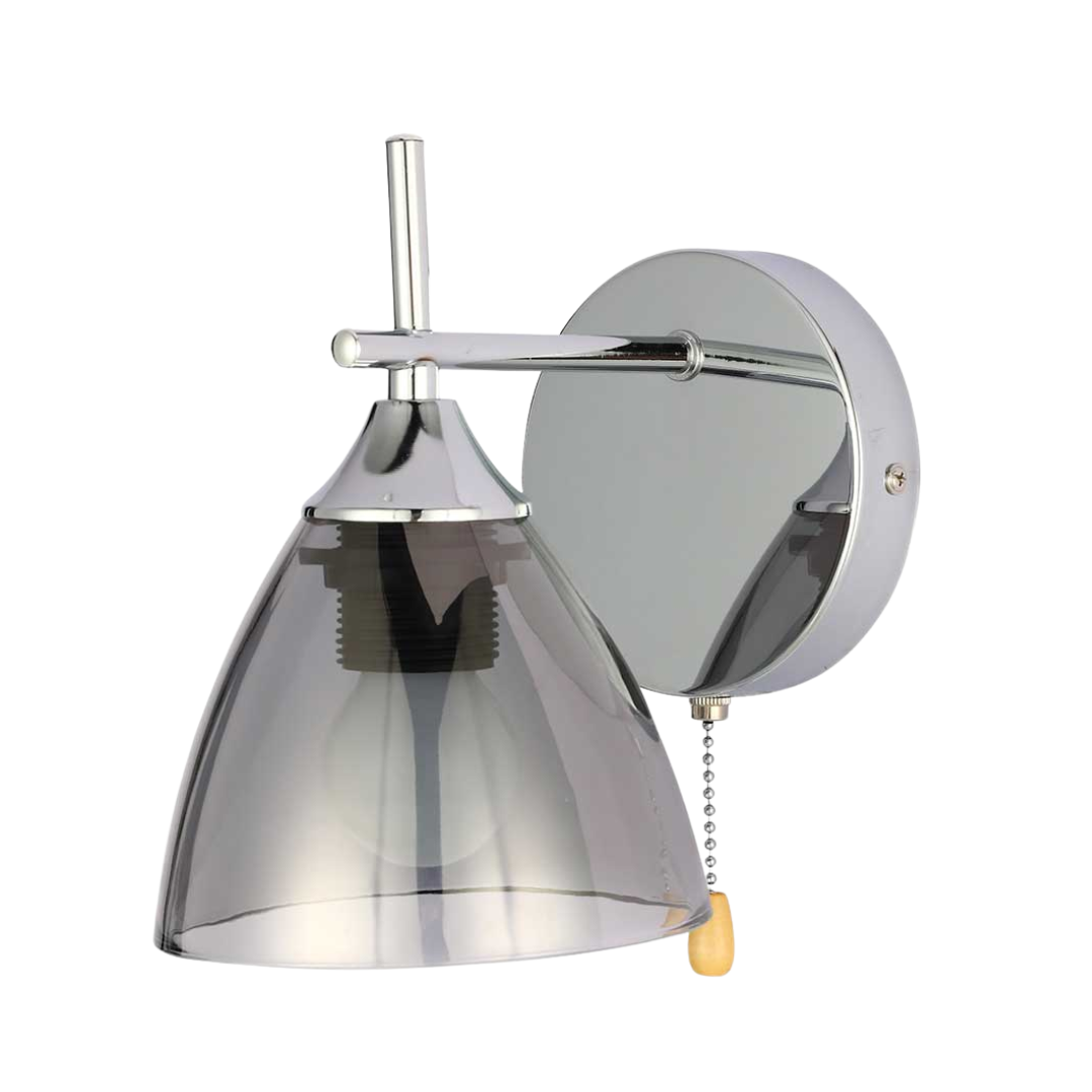 Semi Rounded 1xE27 Smoke+ Chrome Wall Light - 52004