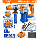 Wadfow 20V Cordless Rotary Hammer 28mm With Two Batteries - WLM1B282