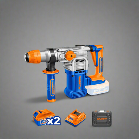 Wadfow 20V Cordless Rotary Hammer 28mm With Two Batteries - WLM1B282