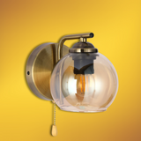 L-Shape Amber+ Antique 1xE27 Dome Glass Wall Light - 52016