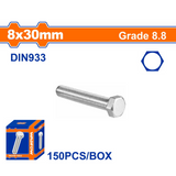 Wadfow 150 Pieces 8x30mm Carbon Steel Bolt - WXSP526A