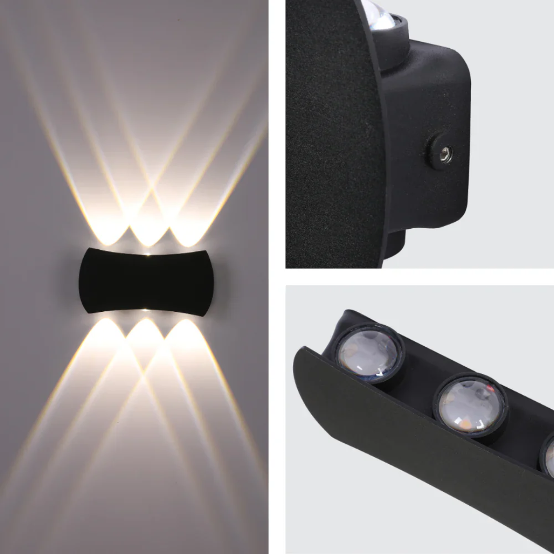 Modern Black Outdoor 4000K LED Wall Light  - 6 Lamp