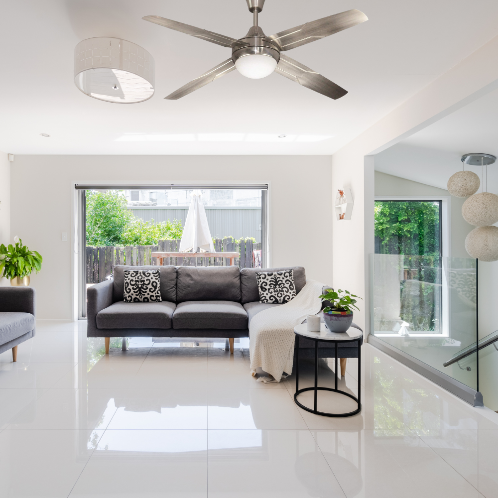 Modern Trigger Glow Electroplated Ceiling Fan with Decorative Underlight - ESC-KC-422S