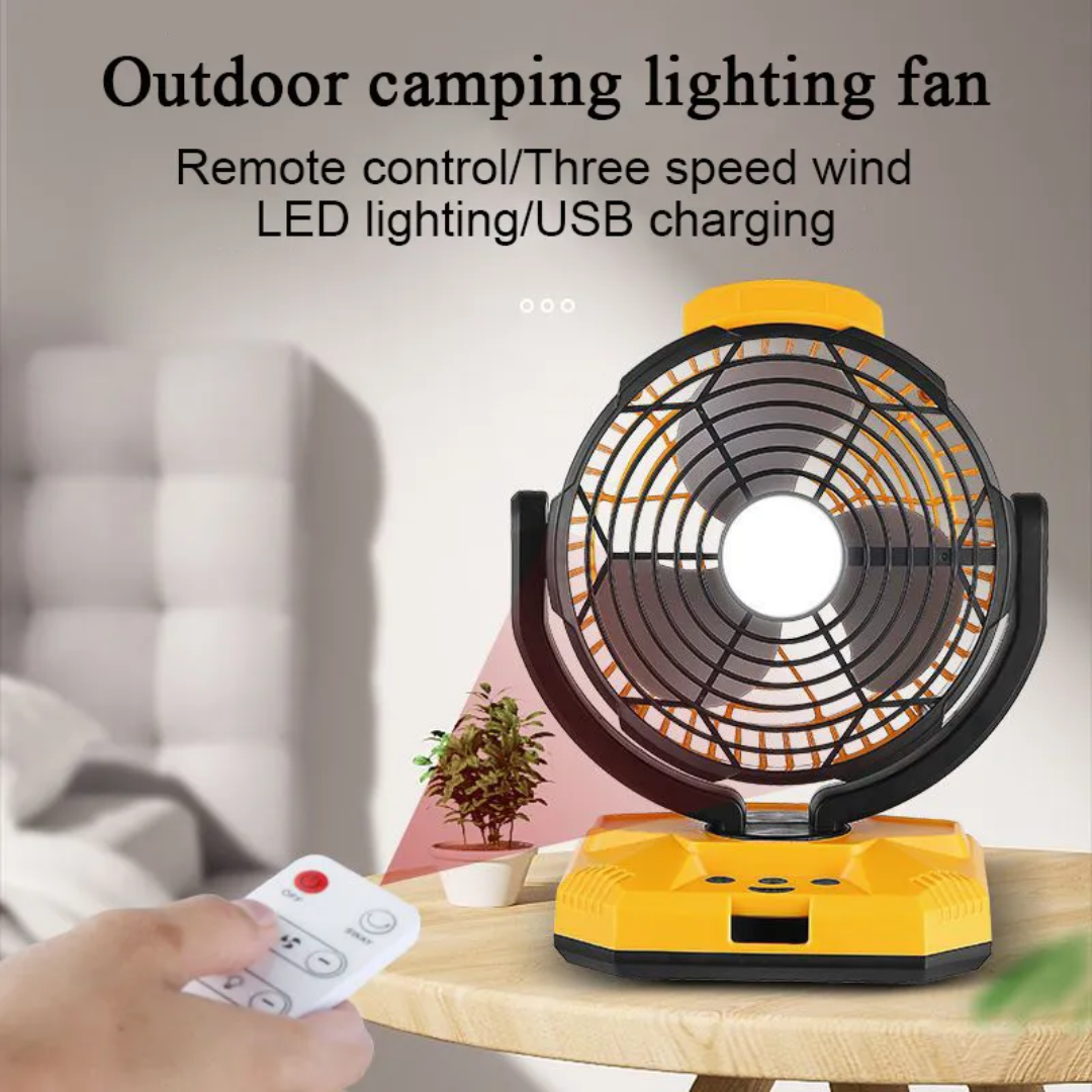 Outdoor Solar Rechargeable Lighting Fan - 6W