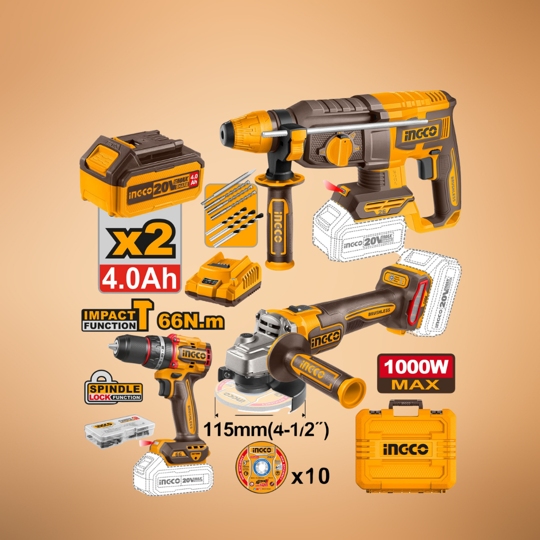 Ingco Lithium-Ion 3 Pieces Cordless Combo Kit - COSLI241198