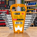 8-piece Coofix spanner set on a workbench