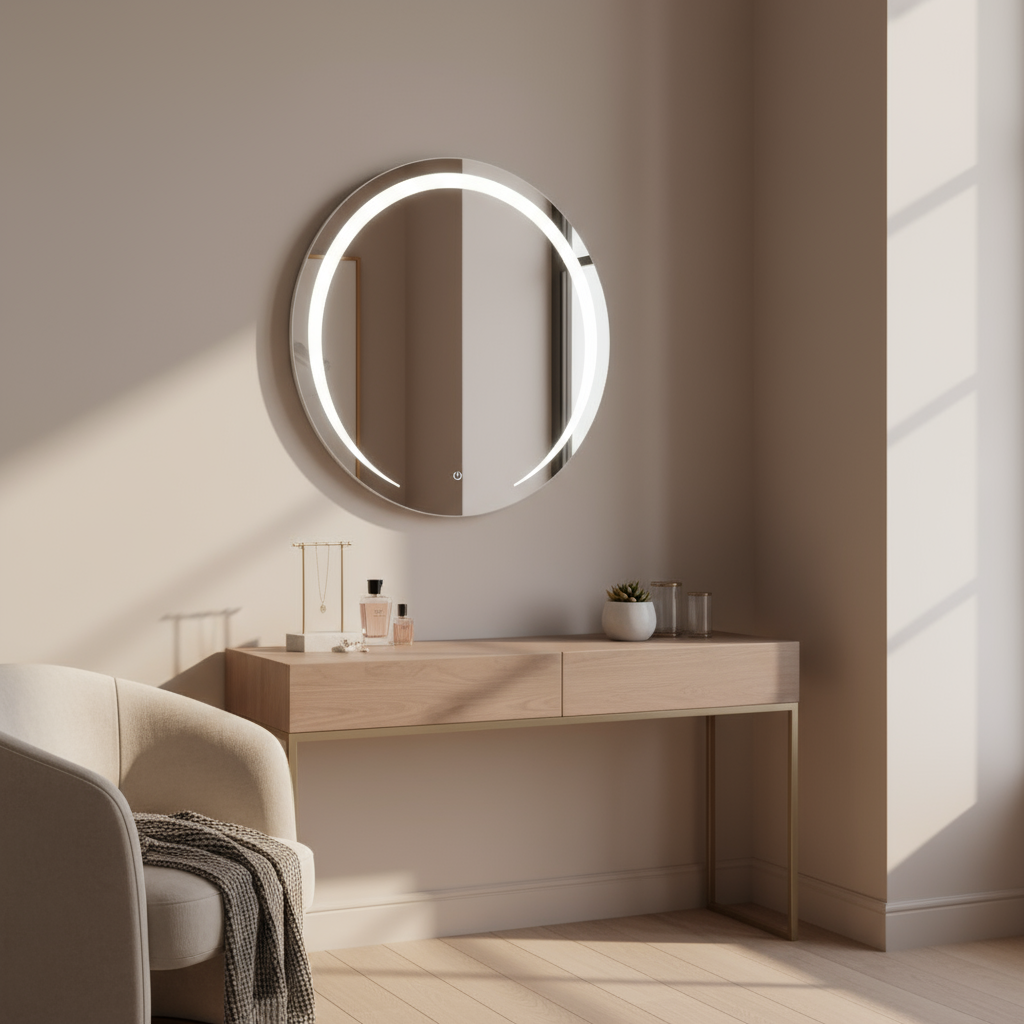 Moon-Shaped Touch Screen LED Mirror 60x60cm
