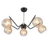 Amber Cone 5 Lamp Glass Spider Semi Flush Ceiling Light - 60W