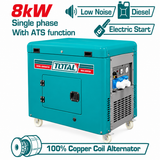 Total 8.0kW Single Phase Silent Diesel Generator 13HP with ATS Function - TP280001-1
