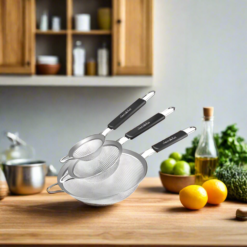 Decakila 3 Pieces Stainless Steel Fine Mesh Strainer - KMTT146M