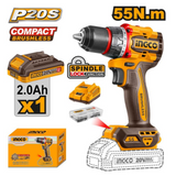 Ingco Lithium-Ion Compact Brushless Cordless Drill 20V With Battery And Charger - CDLI205582