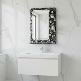 Dark Flower Bathroom Mirror with Triple Glass Shelf 50x70cm