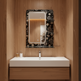Dark Flower Bathroom Mirror with Triple Glass Shelf 50x70cm