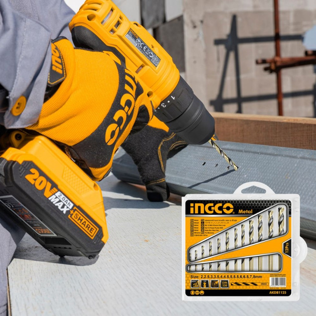Ingco 12-Piece HSS Twist Drill Bits Set – AKDB1125