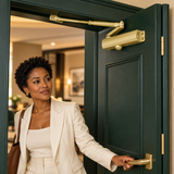 Irona Surface-Mounted Door Closer | Brown - White
