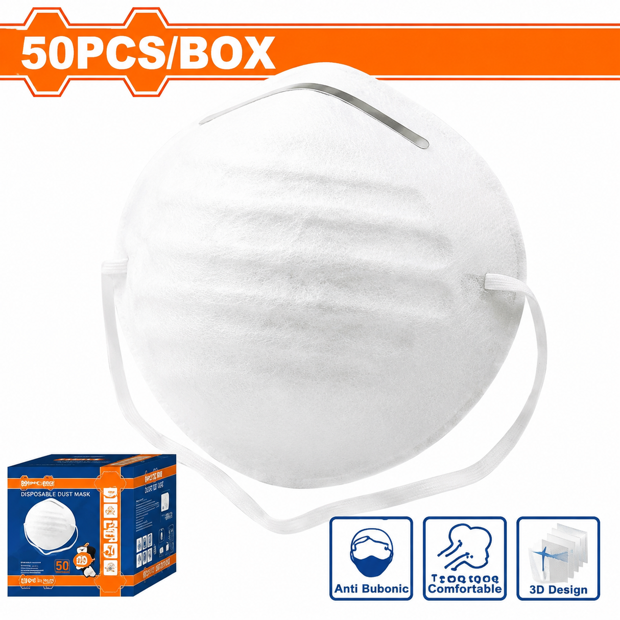 Wadfow 50-Piece Disposable Dust Mask Set - WDK1901