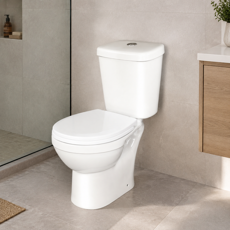 Wahkit Ceramic Standard Two-Piece Water Closet with Round Bowl, Tapered Tank & Floor Outlet 635mm - 2003S