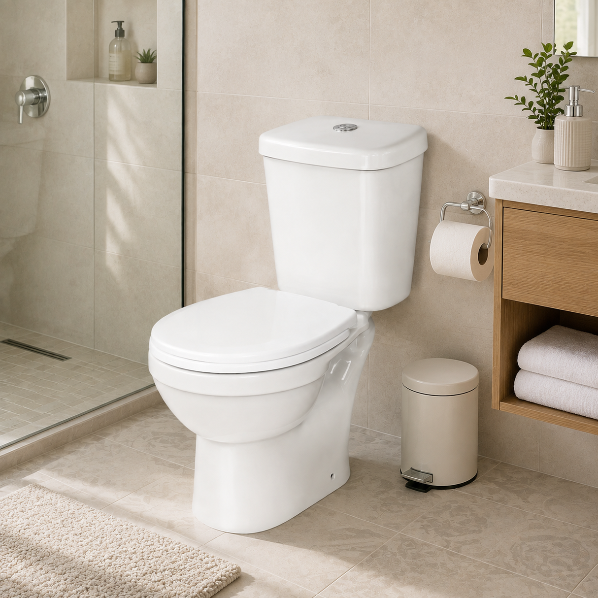 Wahkit Ceramic Standard Two-Piece Water Closet with Round Bowl, Tapered Tank & Floor Outlet 635mm - 2003S