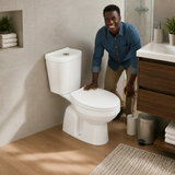 Wahkit Ceramic Standard Two-Piece Water Closet with Round Bowl, Curved-Top Tank & Floor Outlet 635mm - 2004S
