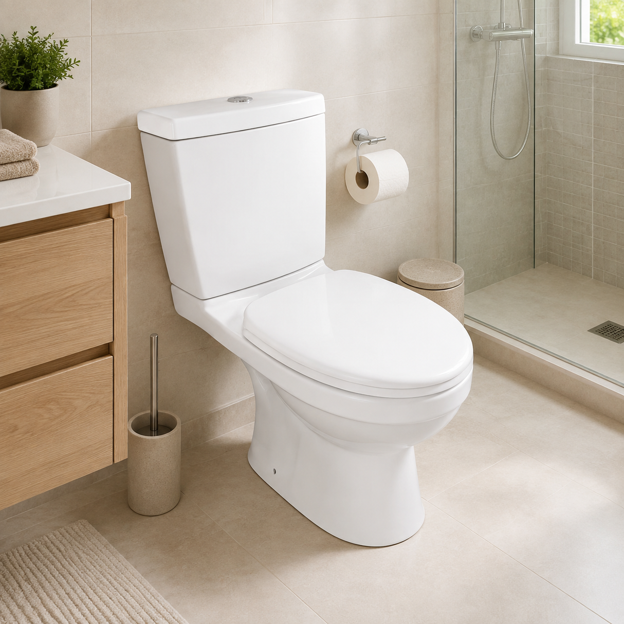 Wahkit Ceramic Standard Two-Piece Water Closet with Elongated Bowl & Floor Outlet 660mm - 2001S