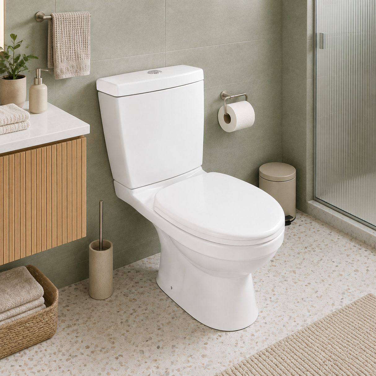 Wahkit Ceramic Standard Two-Piece Water Closet with Elongated Bowl & Floor Outlet 660mm - 2001S