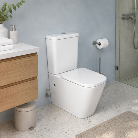 Wahkit Ceramic Modern Skirted Two-Piece Water Closet with D-Shaped Bowl & Wide Tank 630mm - 2010
