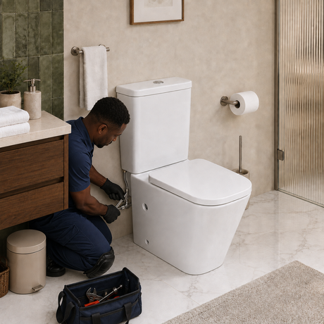 Wahkit Ceramic Modern Skirted Two-Piece Water Closet with D-Shaped Bowl & Wide Tank 630mm - 2010