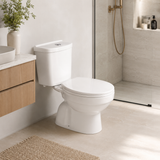 Wahkit Ceramic Standard Two-Piece Water Closet with Round Bowl, Curved-Top Tank & Floor Outlet 635mm - 2004S