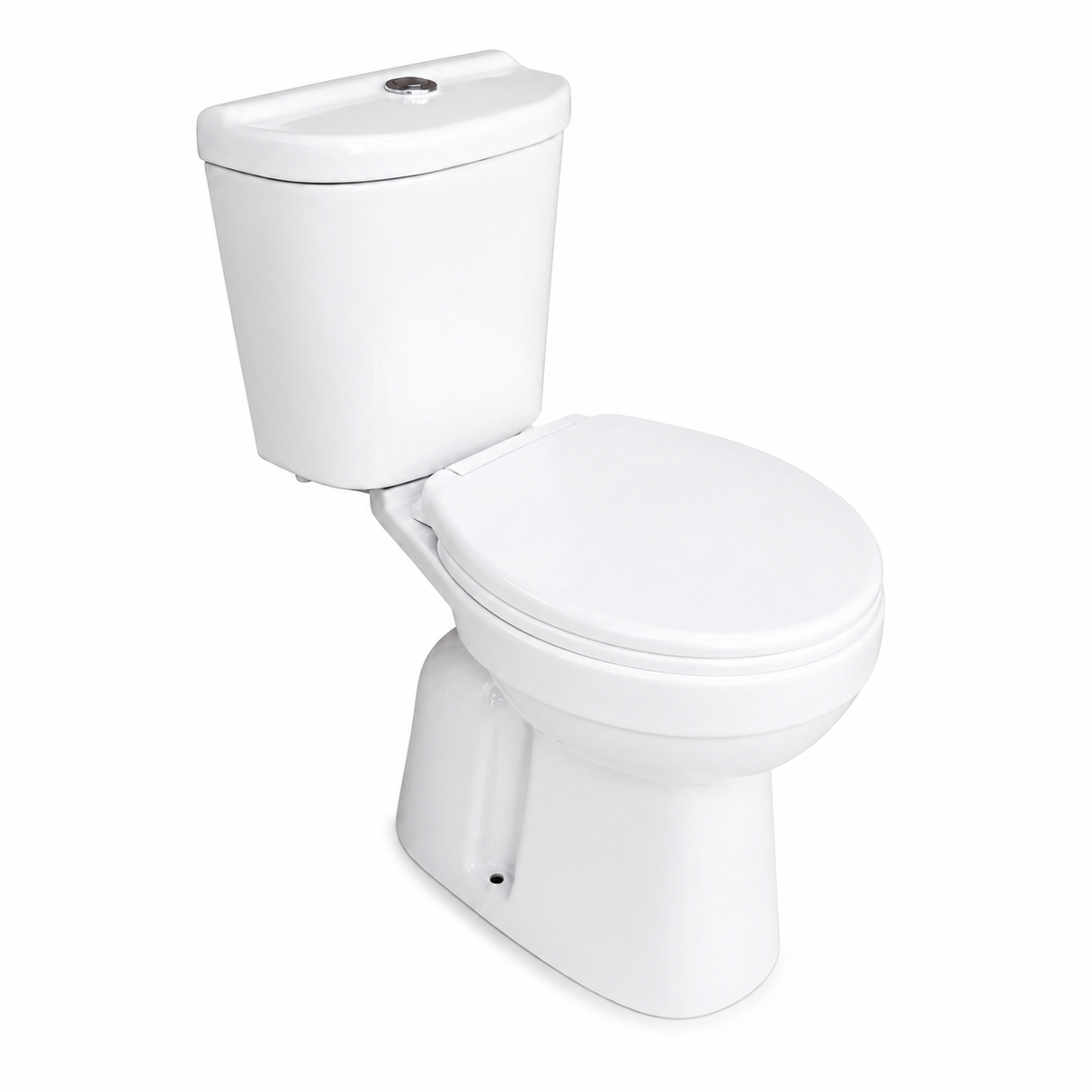 Wahkit Ceramic Standard Two-Piece Water Closet with Round Bowl, Curved-Top Tank & Floor Outlet 635mm - 2004S
