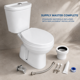 Wahkit Ceramic Standard Two-Piece Water Closet with Round Bowl, Curved-Top Tank & Floor Outlet 635mm - 2004S