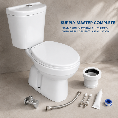 Wahkit Ceramic Standard Two-Piece Water Closet with Round Bowl, Curved-Top Tank & Floor Outlet 635mm - 2004S