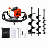Padark 2-Stroke Gasoline Earth Auger 52cc with Three Earth Auger Bits