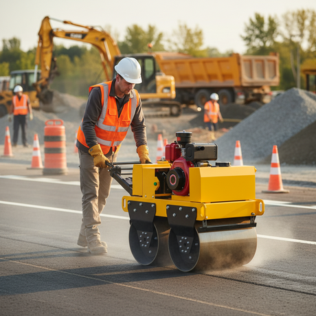 NRG 600kg Double-Drum Walk-Behind Vibratory Roller with 10HP Diesel Engine - AL-60