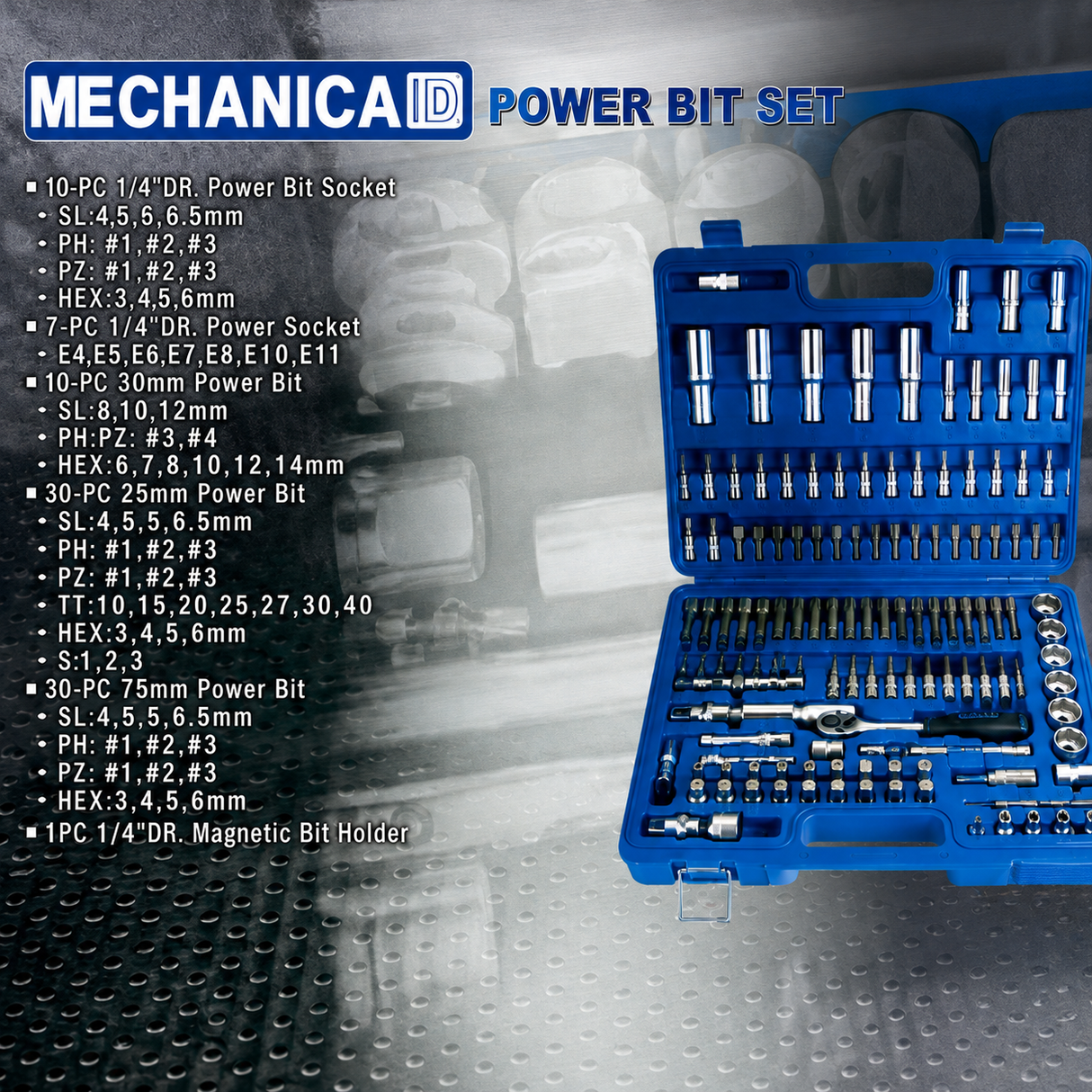 Mechanica 108-Piece 1/4" & 1/2" Drive Socket Set - ME108-1/4.1/2