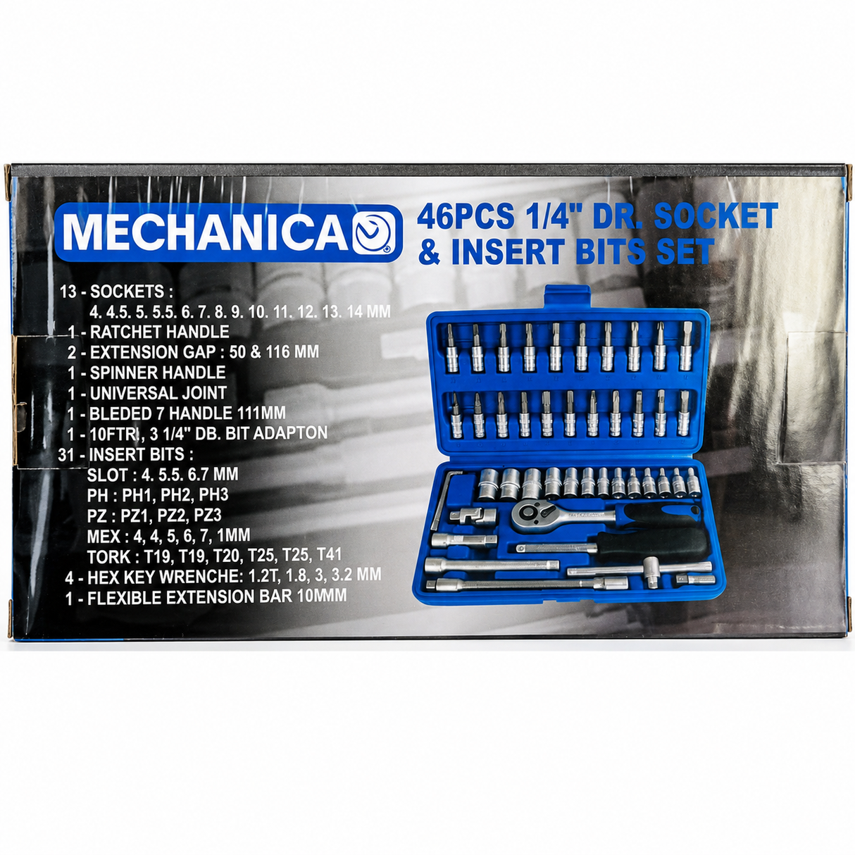 Mechanica 46-Piece 1/4" Drive Socket & Insert Bit Set - ME-46-1/4