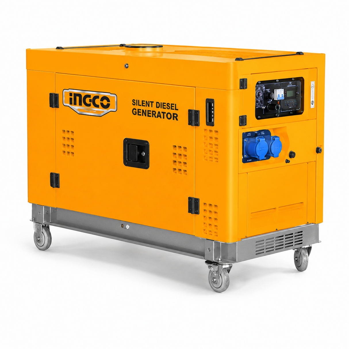Ingco 10kW Silent Diesel Generator with 794cc V-Twin Water-Cooled Engine, Electric Start & 26L Fuel Tank