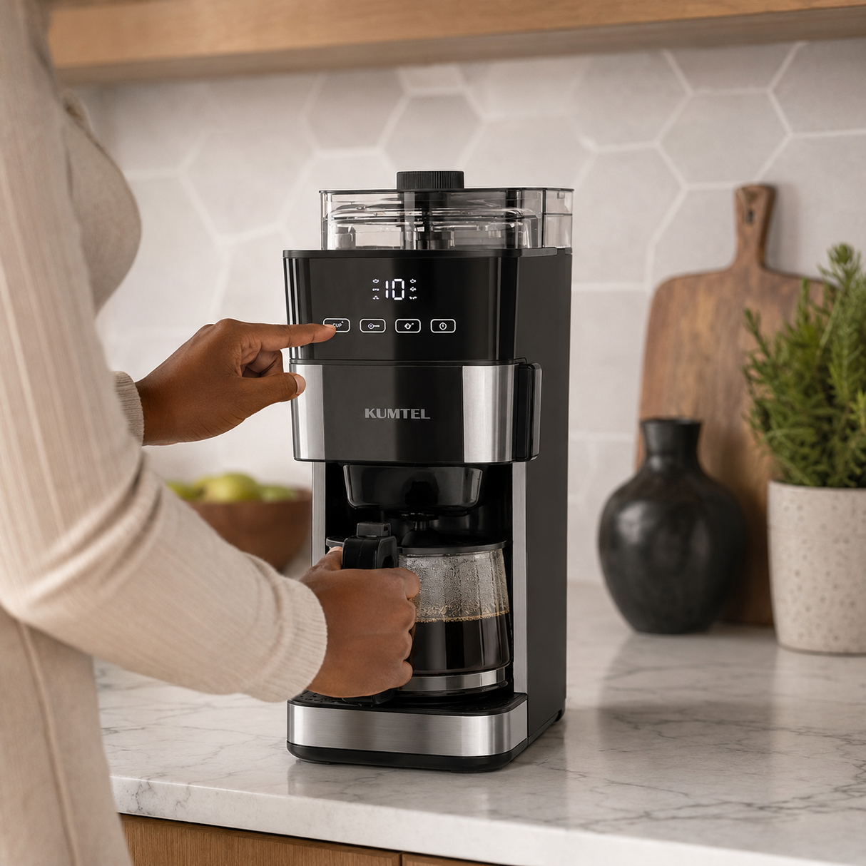 Kumtel 1.25L Drip Coffee Maker with Keep-Warm and Auto Shut-Off 1000W - HFCM-02