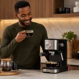 Kumtel 1.2L Espresso Coffee Maker with 15-Bar Pump & Milk Frother 1100W - HCM-04