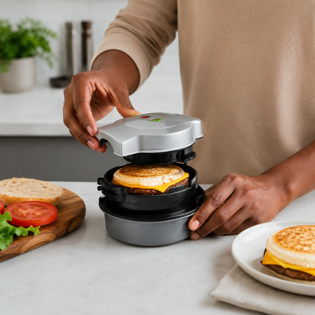 Kumtel 3-Layer Hamburger Maker with Dual Heating 700W - HHAM-01