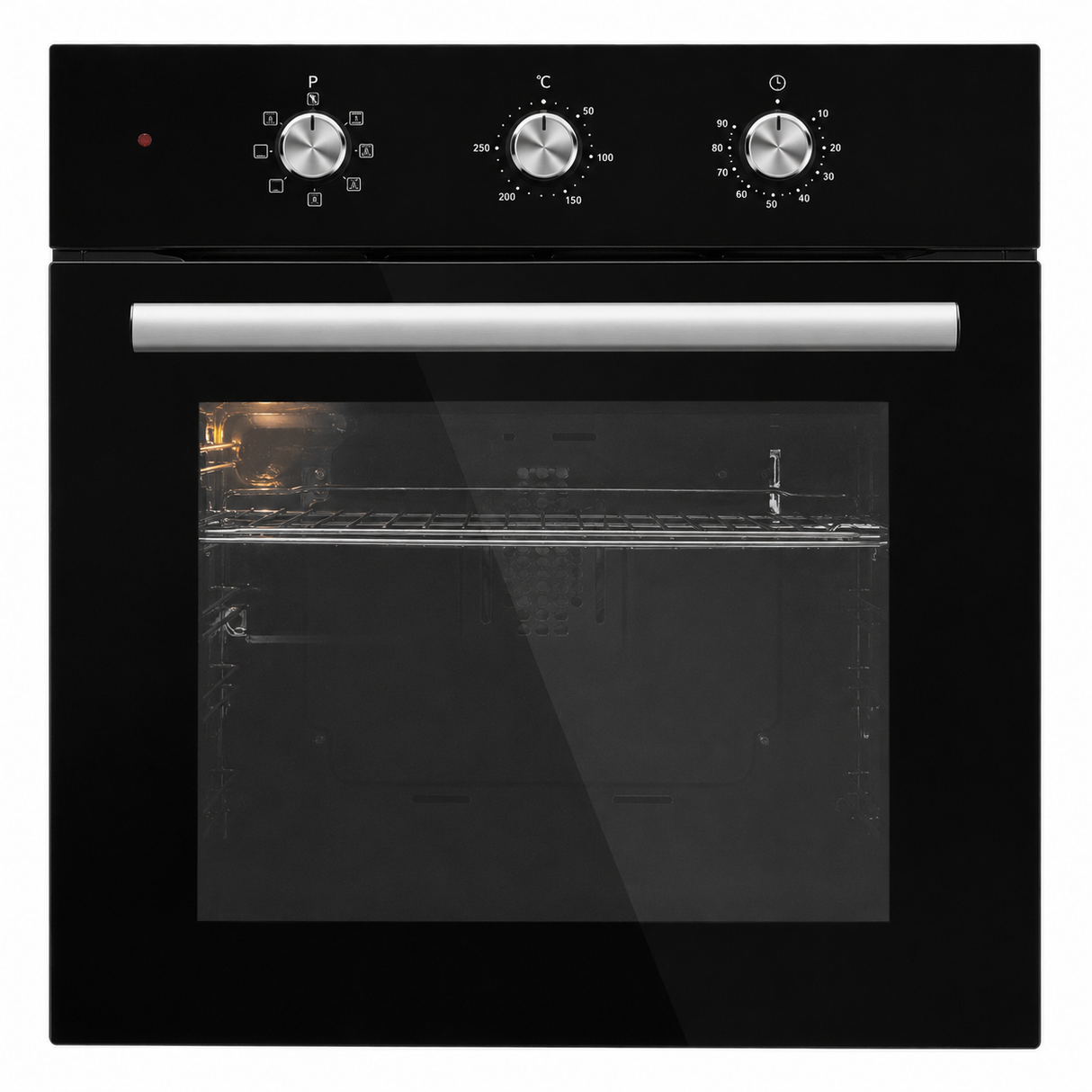 Luxell 60cm 54L Black Glass Built-In Electric Oven with Convection & 8 Cooking Functions - A6-SF3