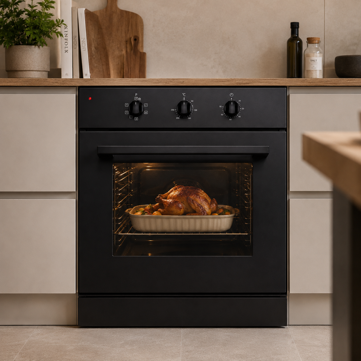 Luxell 60cm Built-In Electric Oven with Convection & 8 Cooking Programs Matte Black - B66-SF2-MB