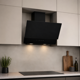 Luxell 60cm Angled Glass Cooker Hood with 650m³/h Extraction & Touch Control - DA6-835