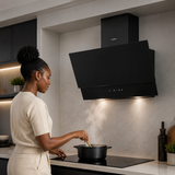 Luxell 60cm Angled Glass Cooker Hood with 650m³/h Extraction & Touch Control - DA6-835