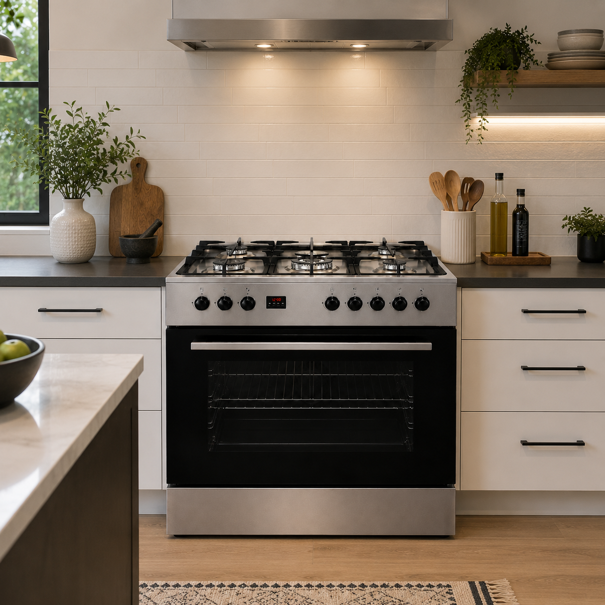 Luxell 90cm 115L Freestanding Cooker with 5-Burner Gas Hob & Electric Oven - 699-SGF50F