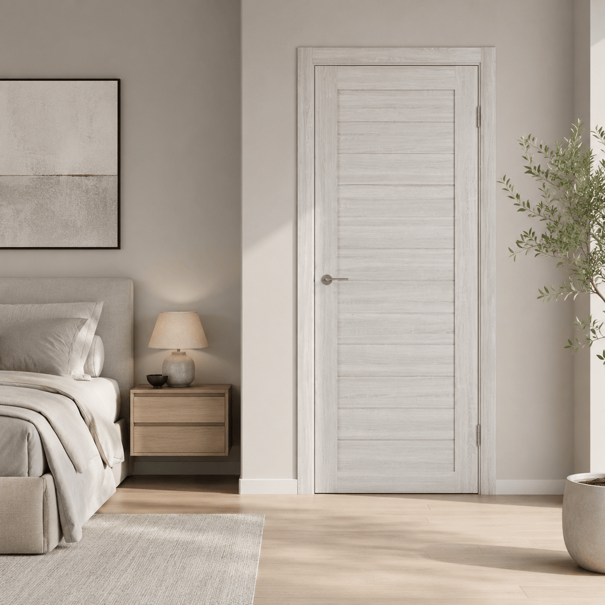 Unidoors Essential PVC-Coated Solid-Core Interior Door with Handle, Lock & 5 Keys - ES01
